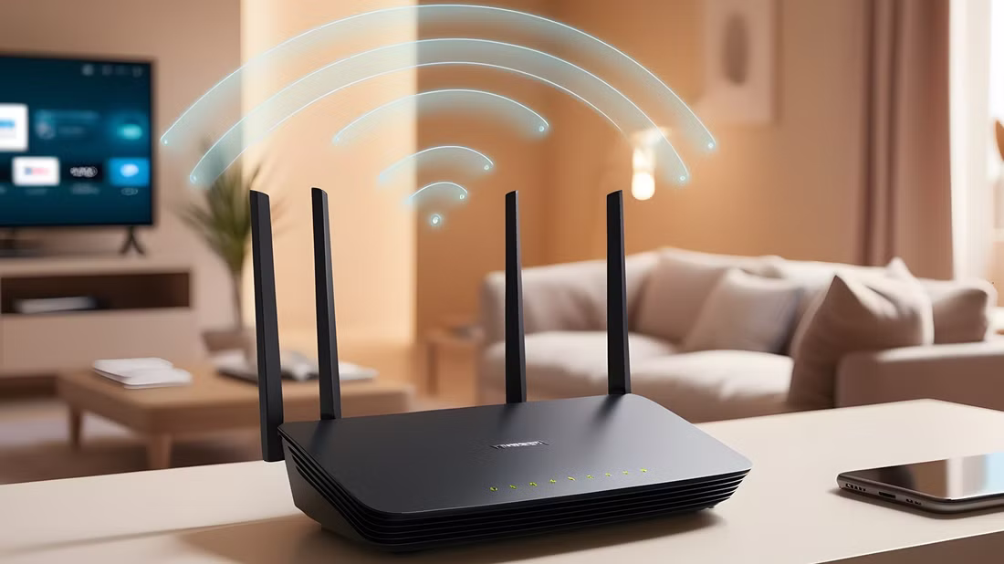 image of tri-band router in home